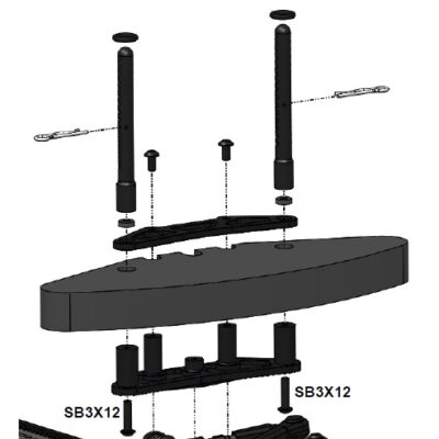 SB3X12 - M3x12 Button Head Screw x 4