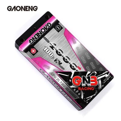 GAONENG GNB LiHV 2S 7.6V 4000MAH 100C Thin Shorty Pack 4mm Bullet Hard Case LiPo Battery