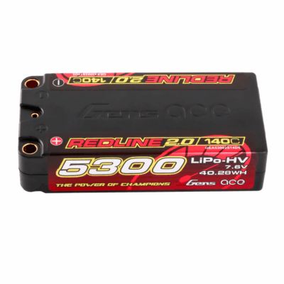 Gens ace Redline 2.0 Series 5300mAh 2S2P 7.6V 140C HardCase HV Lipo